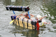 Kingsbridge - Kingsbridge Fair Week - Raft Race - "Rafty McRaftface" go for a swim