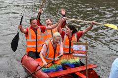 Kingsbridge - Kingsbridge Fair Week - Raft Race - Triumphant "Special Delivery" celebrating their Win